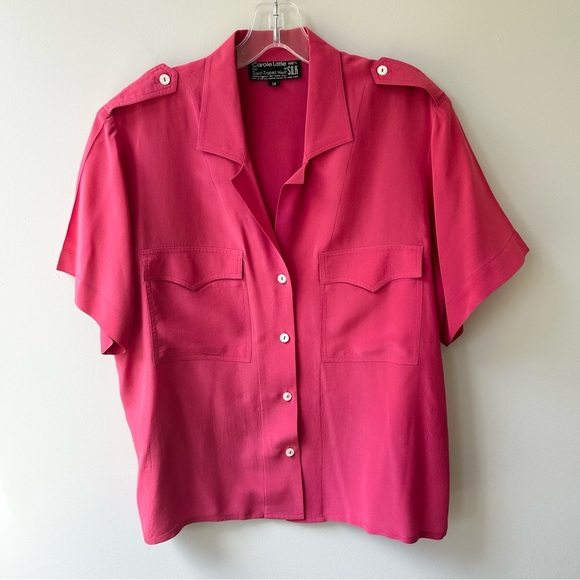 vintage Carole Little for Saint-Tropez West 100% silk button down blouse - Picture 1 of 8